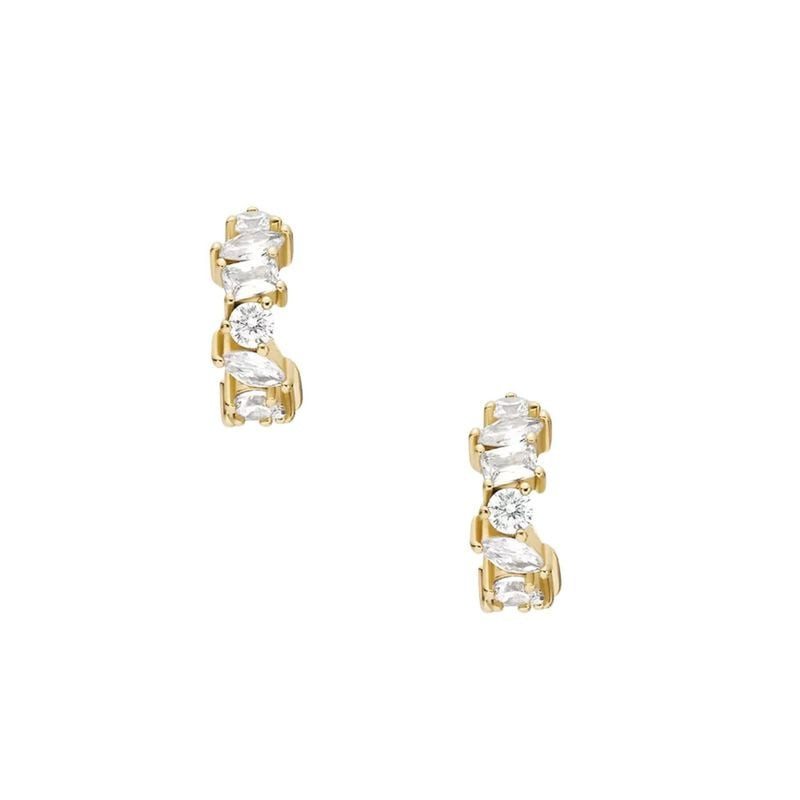 Packshot des Boucles d'oreilles Créoles Fossil Mixed Shapes Ellis Laiton Doré, finition dorée et zir