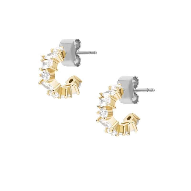 Boucles d'oreilles Créoles Fossil Mixed Shapes Ellis Laiton Doré, packshot sur fond neutre