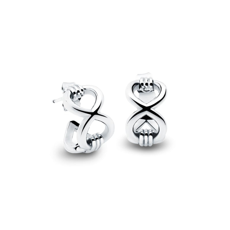 Boucles d'oreilles Mauboussin Créoles 1955 Vouloir et Oser en argent 925 rhodié, packshot avec huit 