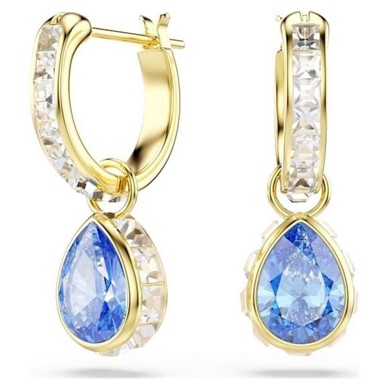 Boucles d'oreilles Pendantes Swarovski Chroma Poire Or Jaune 18 Carats sur fond blanc, packshot prod