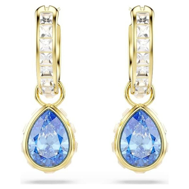 Boucles d'oreilles Pendantes Swarovski Chroma Poire Or Jaune 18 Carats, packshot sur fond neutre