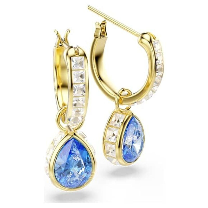 Packshot des Boucles d'oreilles Pendantes Swarovski Chroma Poire Or Jaune 18 Carats sur fond blanc.