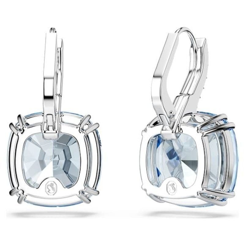 Détail des cristaux coussin sur les Boucles d'Oreilles Pendantes Swarovski Coussin Cristaux Plaqué R