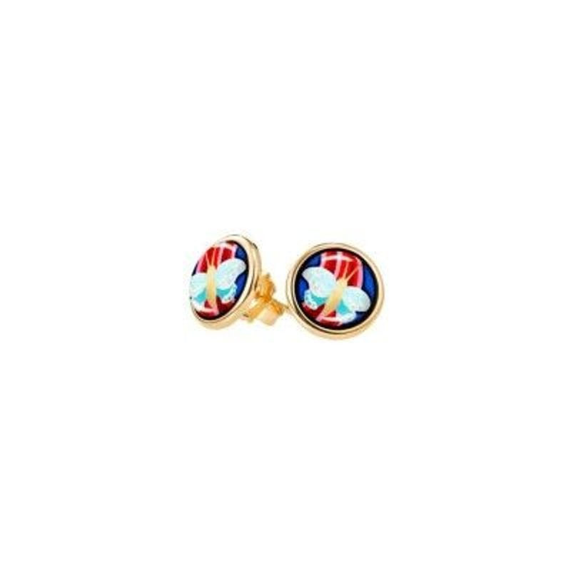 Packshot des Boucles d'oreilles Cabochon Frey Wille Hommage à Frida Kahlo Email Plaqué Or