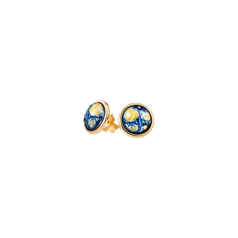 Boucles d'Oreilles Clous Frey Wille Cabochon Éternité Plaqué Or, packshot sur fond blanc