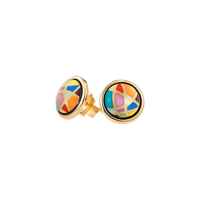 Packshot des Boucles d'Oreilles Frey Wille Cabochon Heavenly Joy Émail Plaqué Or sur fond blanc