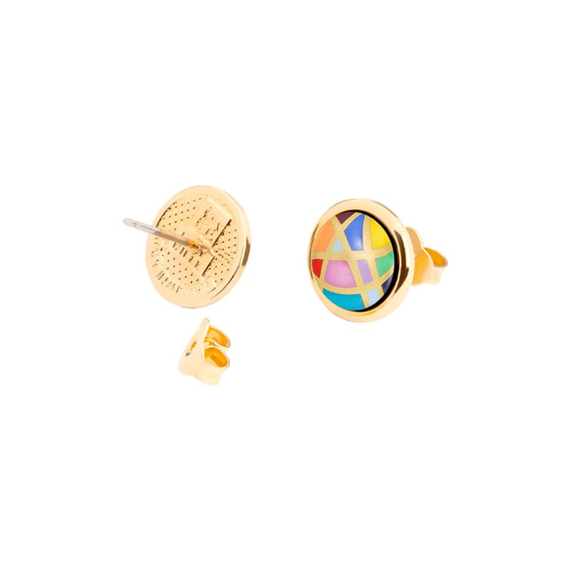 Boucles d'oreilles FREY WILLE Cabochon Heavenly Joy en émail feu plaqué or 24 carats, vue packshot s