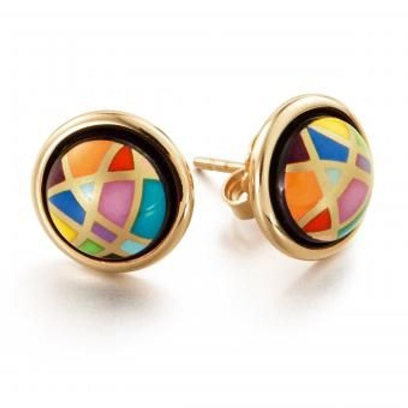 Boucles d'oreilles Frey Wille Cabochon Heavenly Joy en émail feu et plaqué or 24 carats, vue packsho