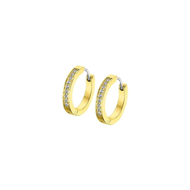 Paire de boucles d'oreilles créoles en acier inoxydable doré ornées de cristaux transparents