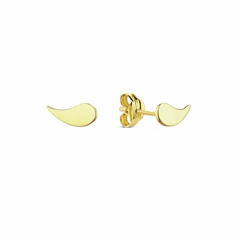 Paire de clous d'oreilles Jackie Gold or jaune 14 carats forme goutte avec fermoir papillon sur fond