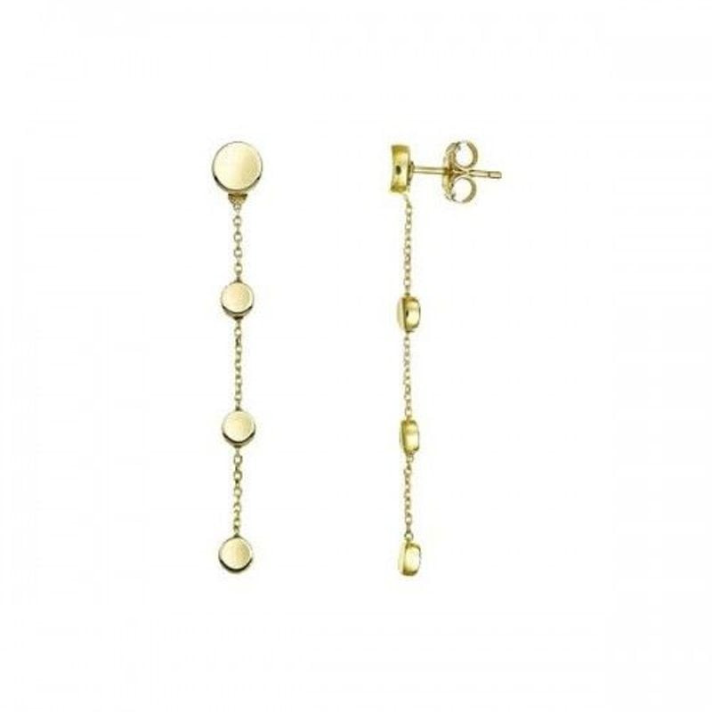 Boucles d'oreilles pendantes Chimento Armillas Glow or jaune 18 carats, vue de face, quatre disques 