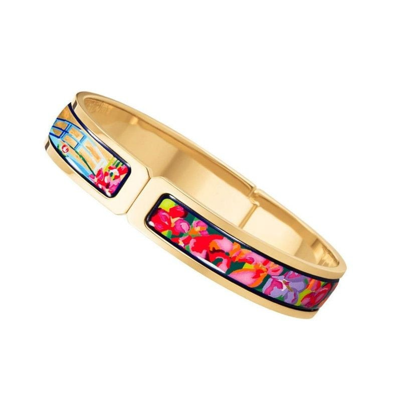Bracelet FREY WILLE Ballerina en or avec plaques d'émail colorées, motif floral The Bridge de Monet