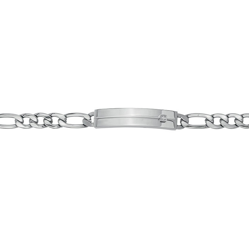 Bracelet gourmette PHEBUS Diamant collection Olivier acier argenté
