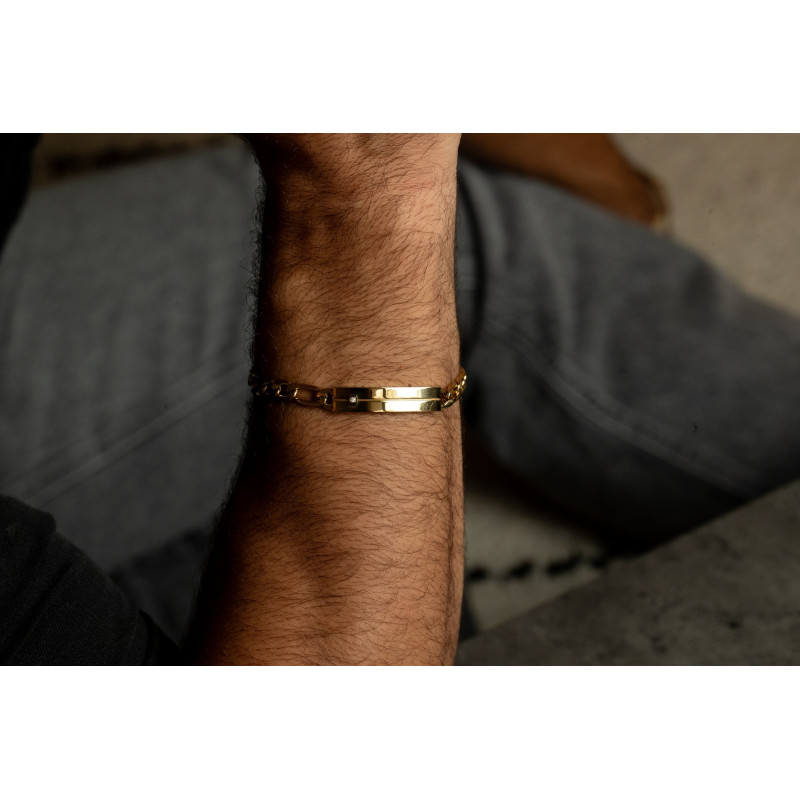 Bracelet gourmette PHEBUS Diamant collection Jacques acier argenté