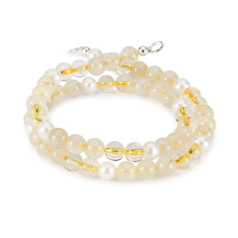 Collier Trollbeads Rêves d'Énergie Pierre Fine Multicolore en packshot : citrine, quartz rutilé doré