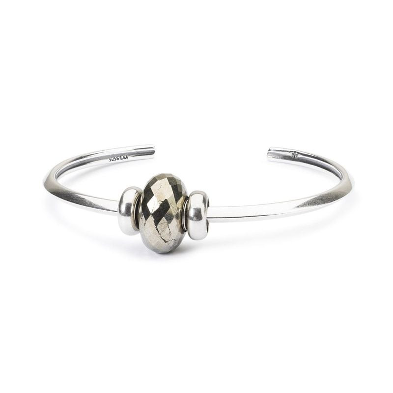 Perle Trollbeads Stardust Facettée Pierre Gemme Doré, une pièce unique aux reflets dorés et métalliq