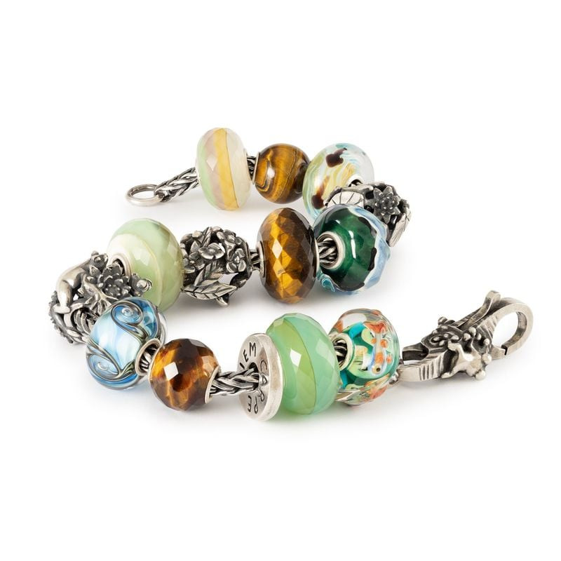 Perle Trollbeads Carpe Diem Ondes Verre Bleu en verre bleu artisanal, éclat argenté, ambiance douce 