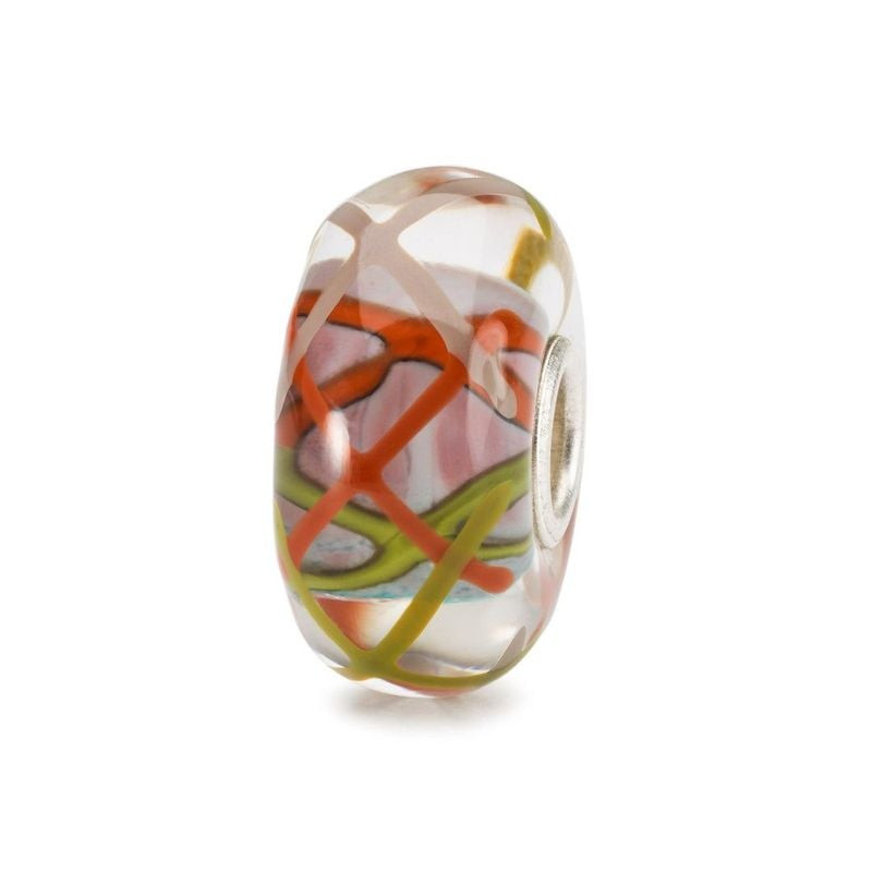 Packshot de la Perle de charme Trollbeads Roseaux Bienveillants Verre multicolore sur fond neutre