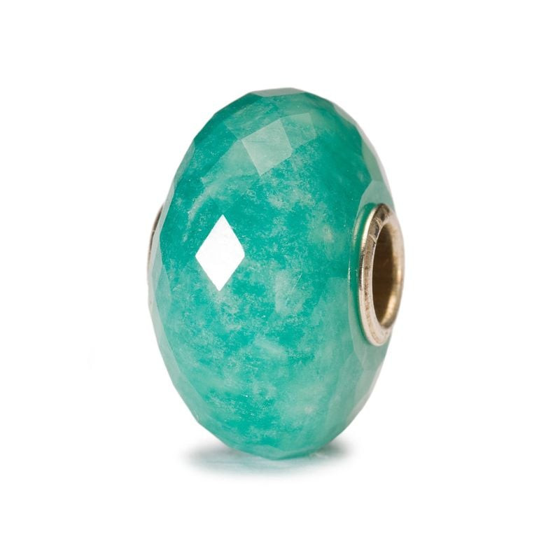 Packshot de la Perle De Charme Trollbeads Facettée Amazonite Verte en argent sterling