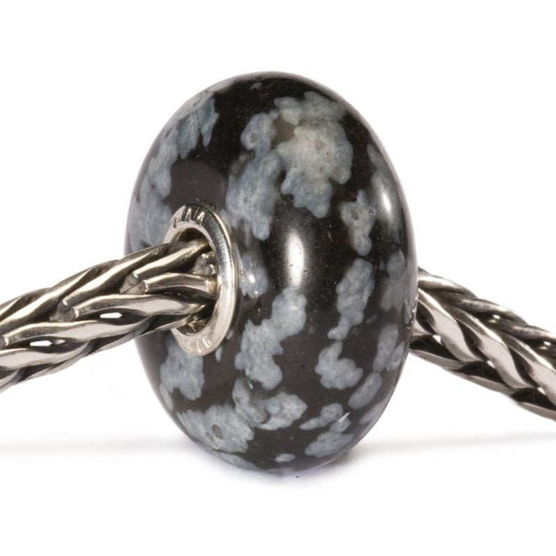 Perle de Charme Trollbeads Flocon Obsidienne Noir en obsidienne naturelle et argent sterling 925, en