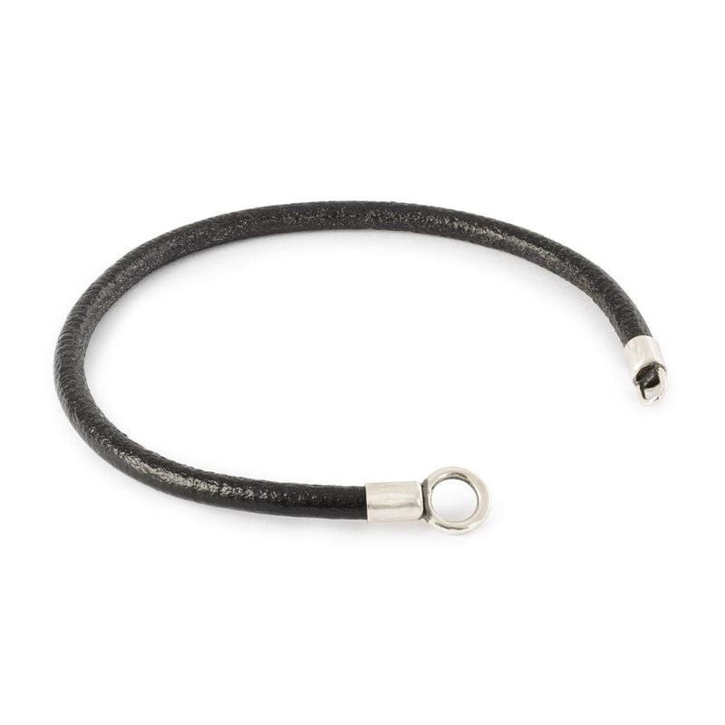 Packshot du Bracelet Trollbeads Cordon Cuir Noir en cuir noir, 18 cm, pour perles Trollbeads.