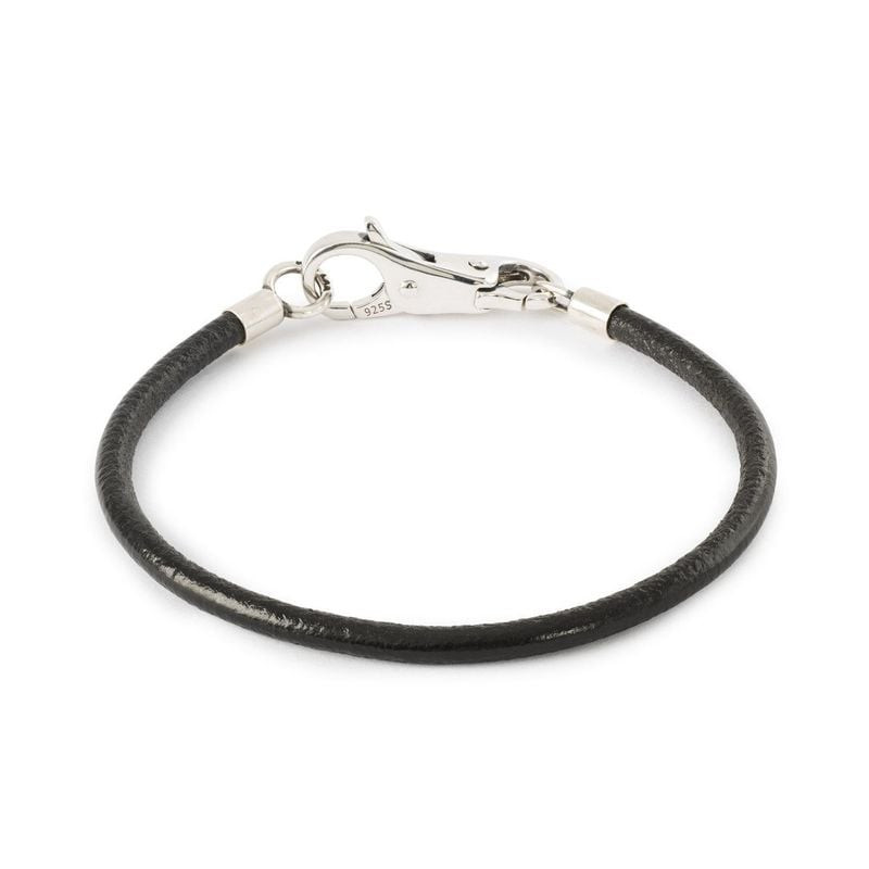 Bracelet Trollbeads Cordon Cuir Noir en packshot, cordon cuir noir 18 cm pour perles Trollbeads