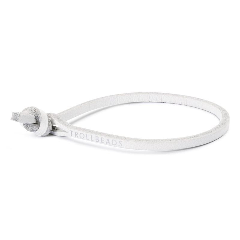 Bracelet Trollbeads Simple Brin Cuir Blanc en cuir véritable blanc, packshot sur fond neutre