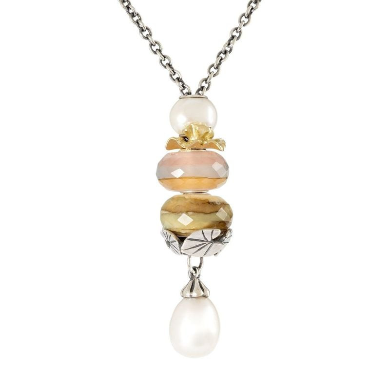 Perle Charme Trollbeads Carpe Diem Saule Verre Marron en verre soufflé, éclat naturel dans une ambia