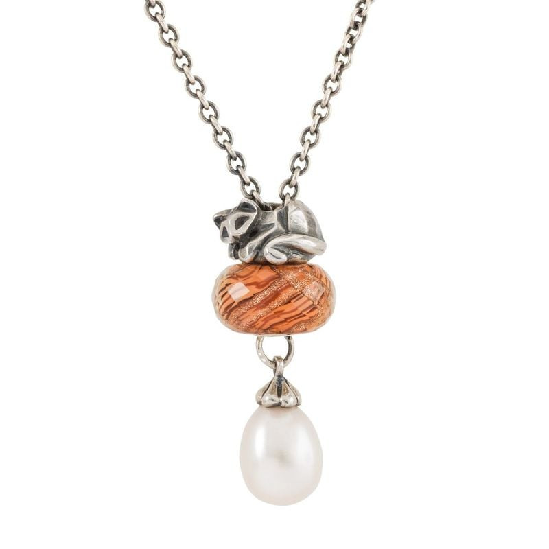 Perle Trollbeads Coucher de Soleil Verre Argenté : perle de verre de Murano aux reflets dorés