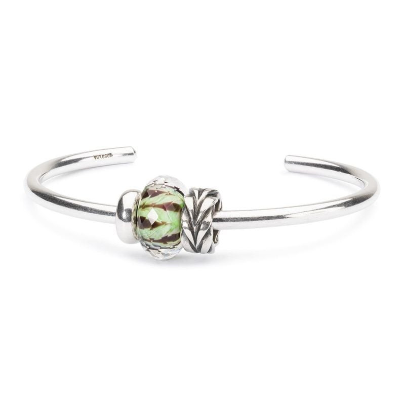 Perle de charme Trollbeads Jungle en verre de Murano sur jonc en argent sterling poli avec intercala