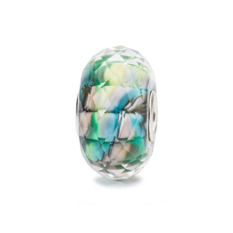 Perle Trollbeads Paisible Horizon Verre Vert, packshot sur fond blanc