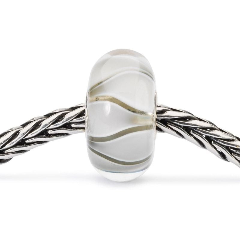 Packshot de la Perle Trollbeads Série Aurore Tulipe Verre Blanc, perle en verre de Murano pour brace