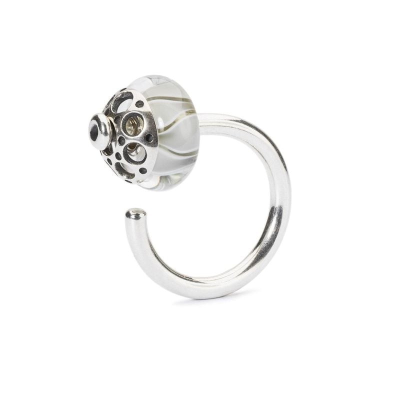 Perle Trollbeads Série Aurore Tulipe Verre Blanc en verre de Murano sur bracelet Trollbeads.