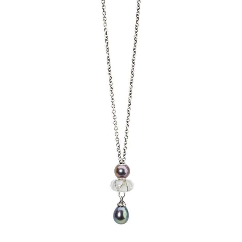 Perle Trollbeads Série Aurore Tulipe Verre Blanc en verre de Murano, pièce rare, sur fond neutre.