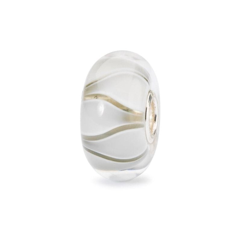 Perle Trollbeads Série Aurore Tulipe Verre Blanc, perle en verre de Murano soufflé à la main