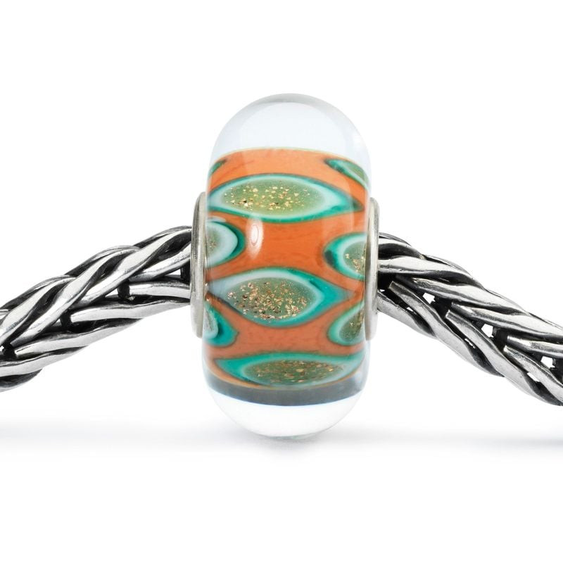Détail de la Perle TROLLBEADS Il Était Une Fois Verre Orange en verre soufflé et argent sterling 925