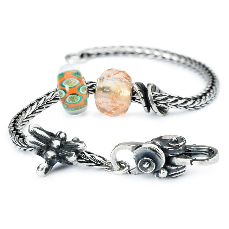 Perle TROLLBEADS Il Était Une Fois Verre Orange sur bracelet, verre soufflé orange et argent sterlin