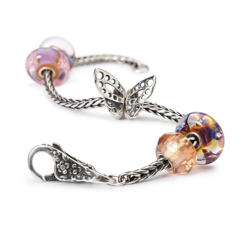 Perle Trollbeads Anémone de mer Verre Gris Rose, bijou en verre de Murano aux reflets rose et gris s