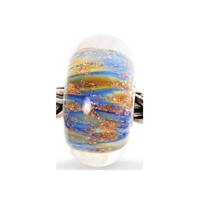 Breloque Trollbeads Fontaine de Jouvence en verre de Murano, bijou artisanal danois aux reflets lumi