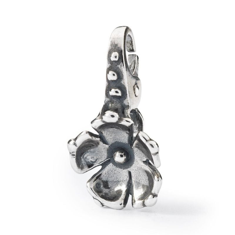 Pendentif Trollbeads Fleur d'Automne en argent sterling avec fleur à cinq pétales et gouttelettes