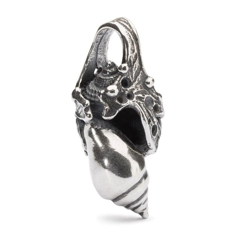 Pendentif Trollbeads Coquille Océan Argenté en argent 925 sur fond blanc, packshot produit