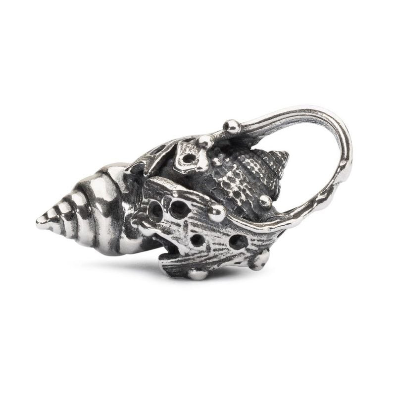 Packshot du Pendentif Trollbeads Coquille Océan Argenté en argent sterling 925, vue de face sur fond