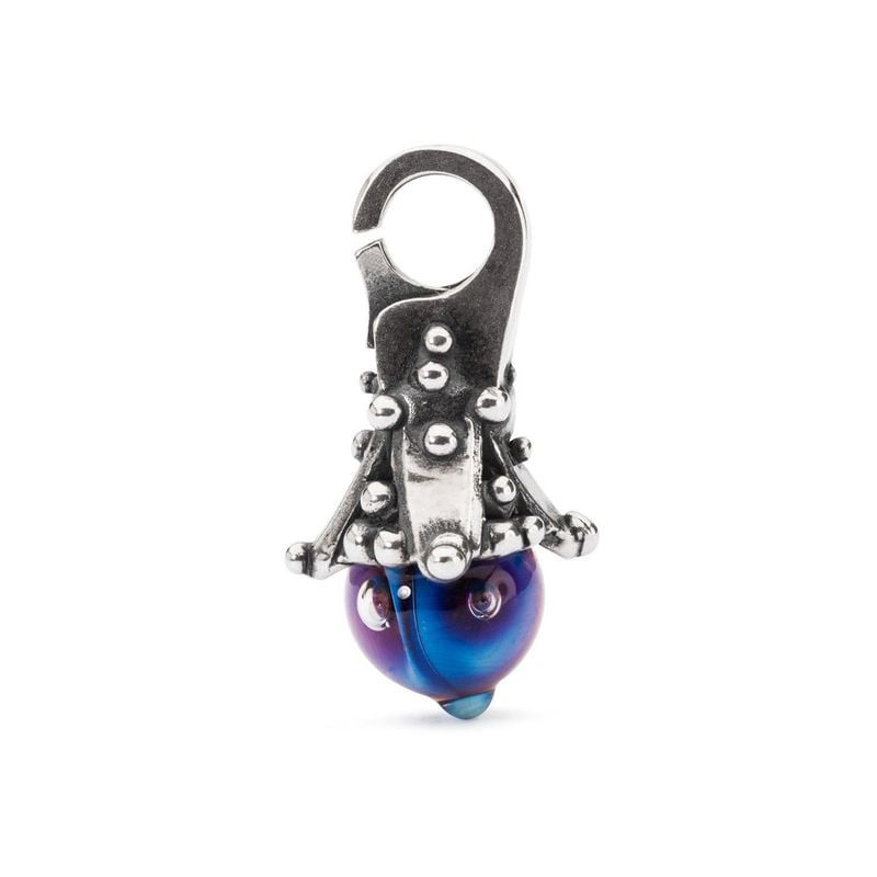 Pendentif Trollbeads Ressentez la Pluie en argent sterling avec perle en verre bleu et capuchon en c