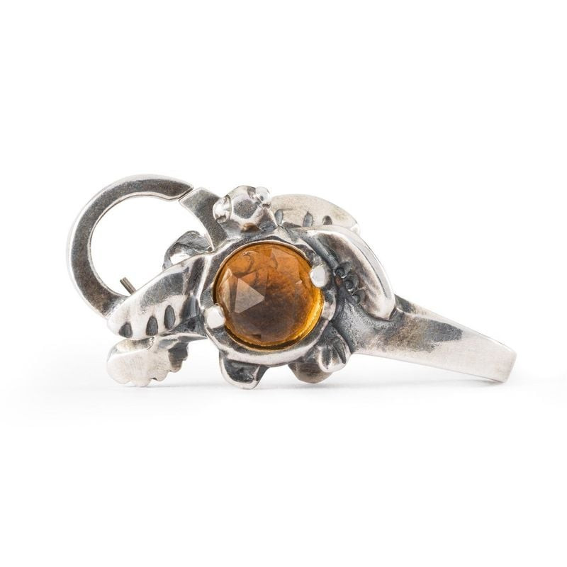 Packshot du Fermoir Trollbeads Tortue Marine Argenté en argent 925 orné de quartz citrine et cognac.