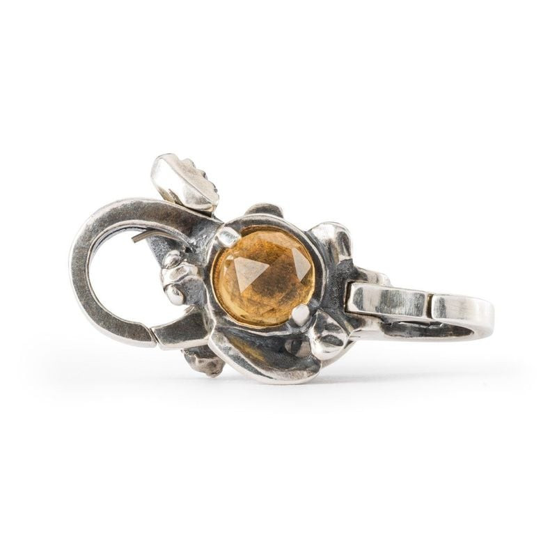 Fermoir Trollbeads Tortue Marine Argenté, argent 925, quartz citrine et cognac, packshot sur fond bl