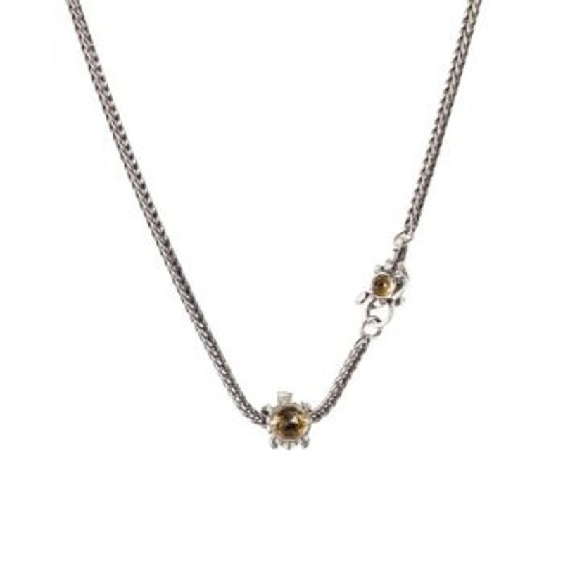 Fermoir Trollbeads Tortue Marine Argenté en argent 925 avec quartz citrine et cognac, présenté dans 