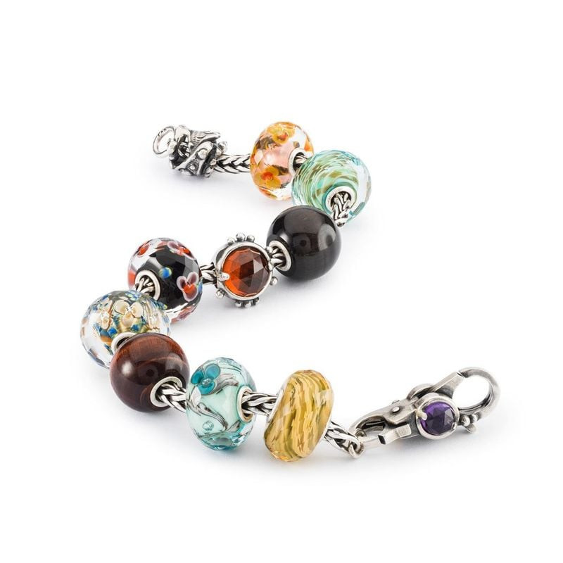 Bracelet de charme Trollbeads avec perles de verre colorées et fermoir Inspiration et Succès en arge
