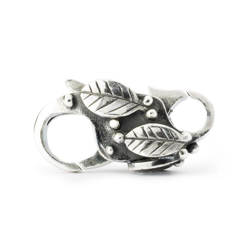 Revers du fermoir papillon Trollbeads en argent sterling avec deux feuilles gravées et détails de pe