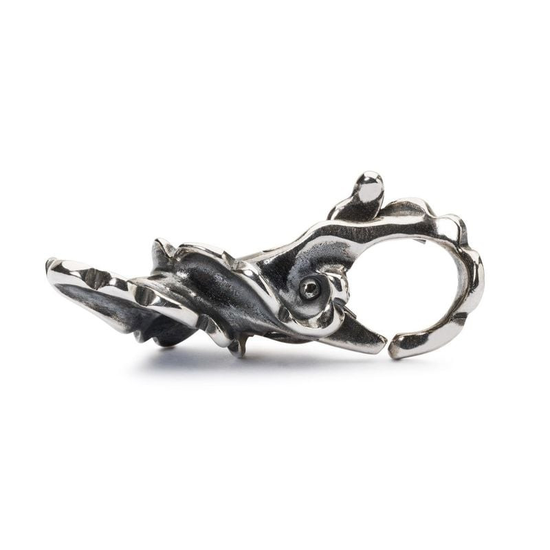 Vue alternative du Fermoir nuages Trollbeads en argent montrant le mécanisme ouvert et les détails d