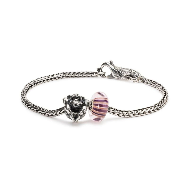 Fermoir Bracelet Trollbeads Paon Argenté en argent sterling 925, avec motif paon gravé à la main.